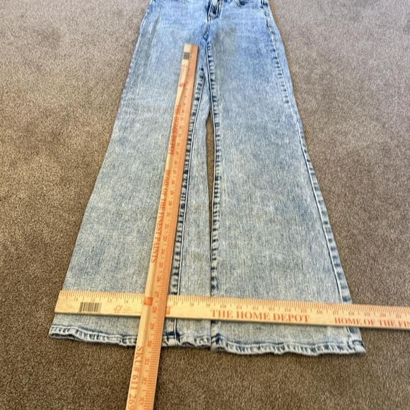Light Wash Flared Denim Jeans Vintage 24x30 Y2K Stacked Baggy - Picture 2 of 7